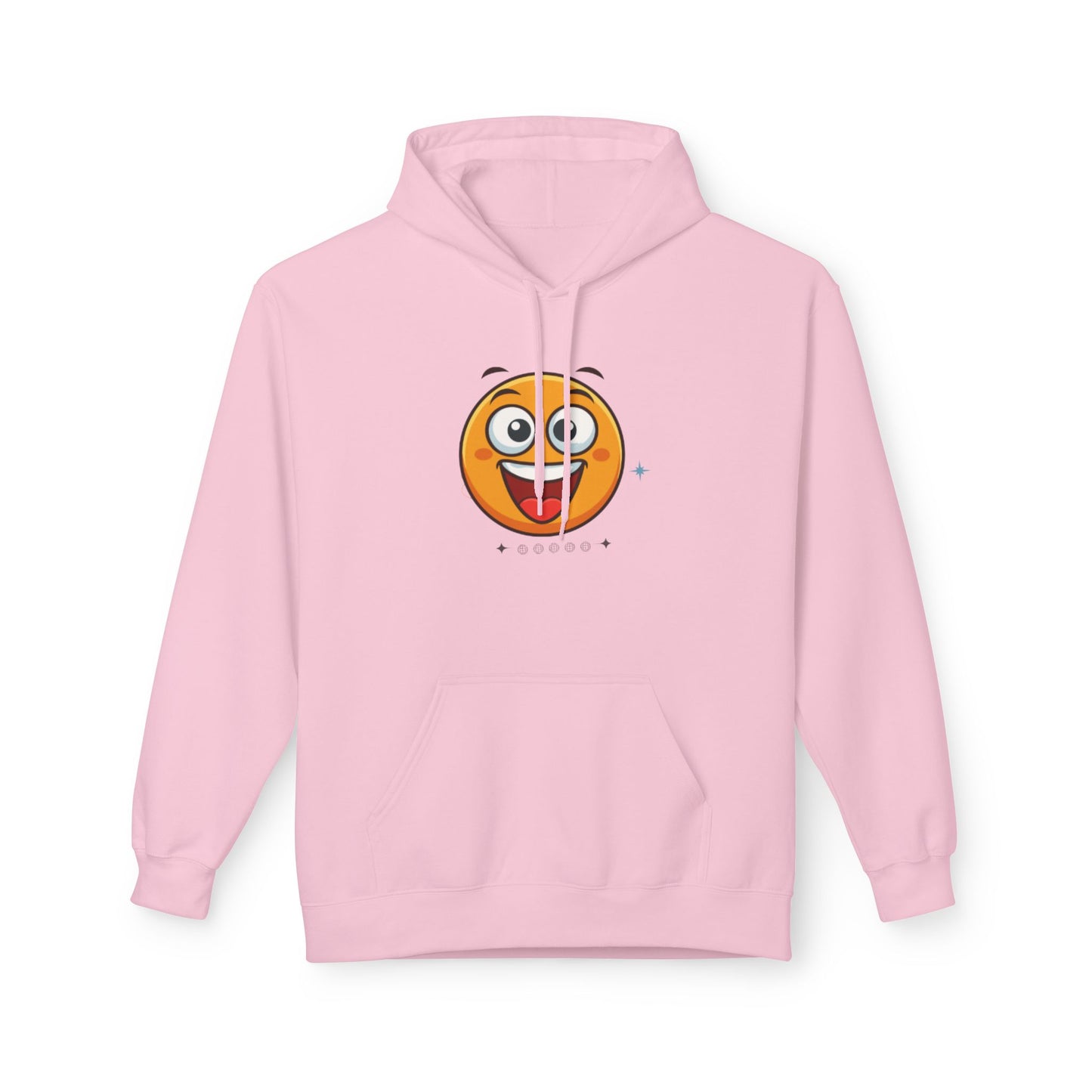 Hoodie — Happy Emoji Front with “A Merry Heart” Back Text Casual Pullover