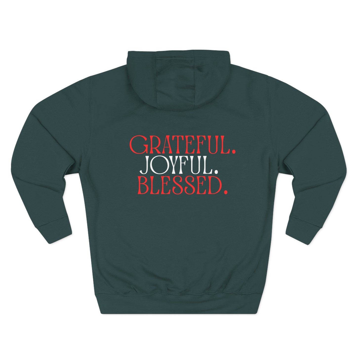 Grateful Joyful Blessed Hoodie — Heart Graphic Fleece Pullover