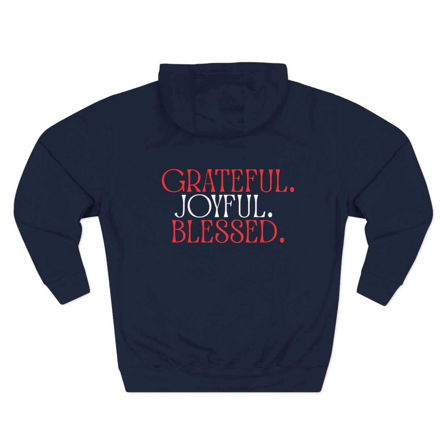 Grateful Joyful Blessed Hoodie — Heart Graphic Fleece Pullover