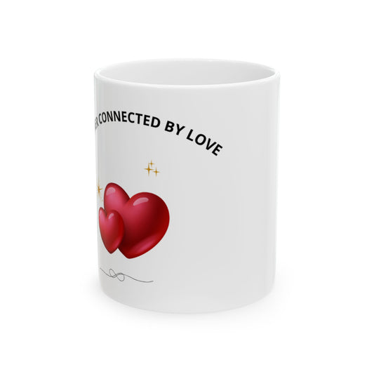 Mothers Connected Ceramic Mug (11oz, 15oz) — Romantic Heart Design, Gift for Couples & Anniversary