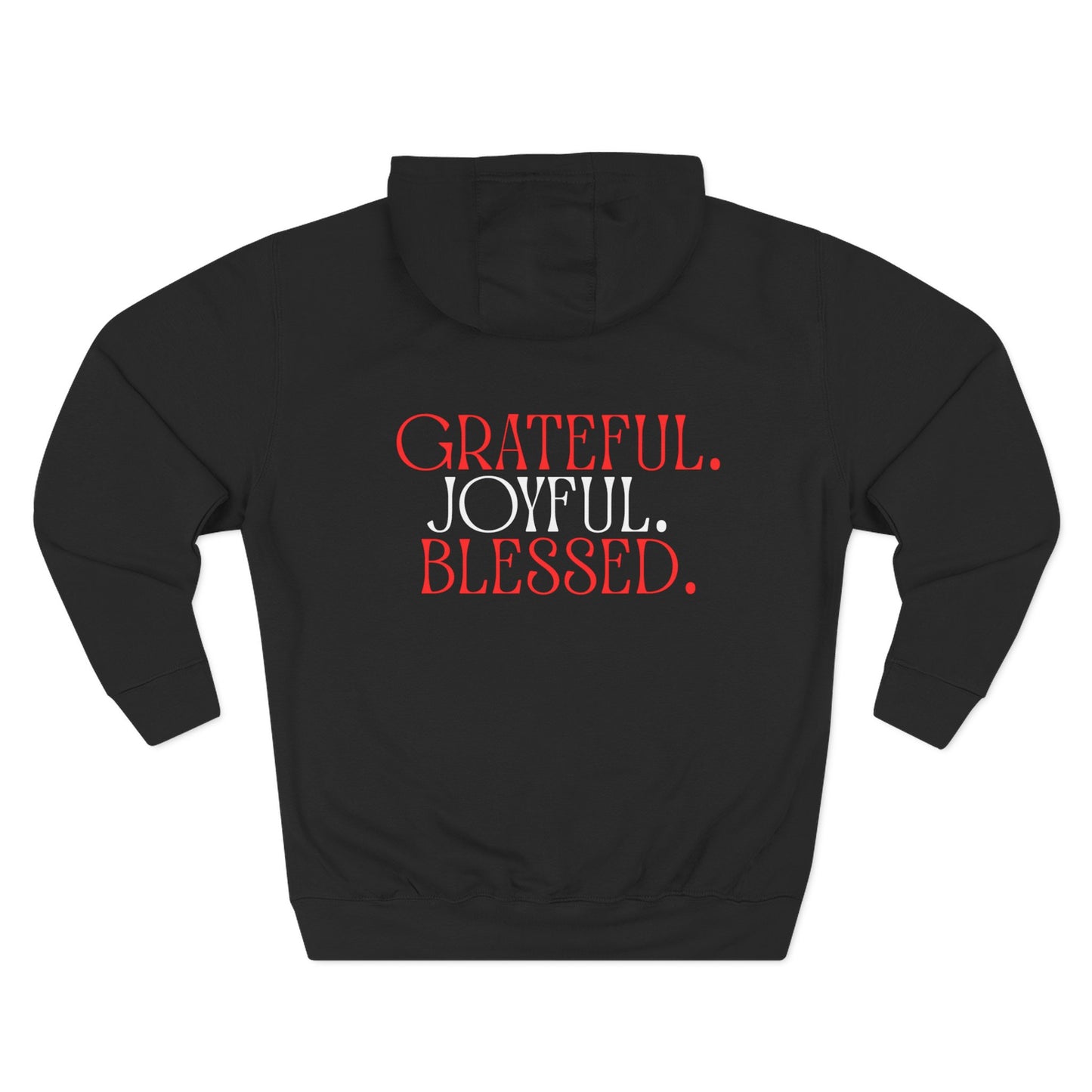 Grateful Joyful Blessed Hoodie — Heart Graphic Fleece Pullover