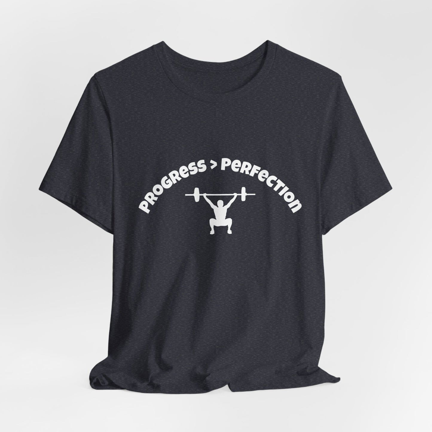 Progress > Perfection Weightlifting T‑Shirt — Motivational Gym Tee