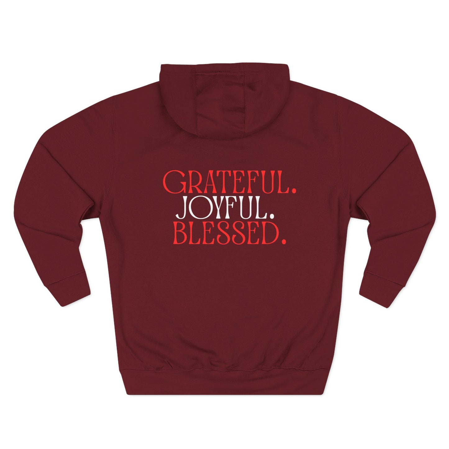 Grateful Joyful Blessed Hoodie — Heart Graphic Fleece Pullover