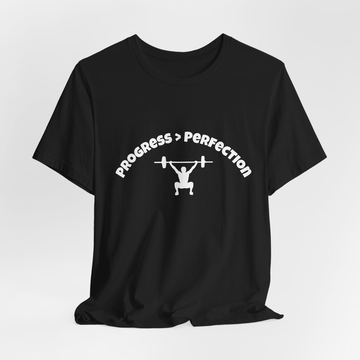 Progress > Perfection Weightlifting T‑Shirt — Motivational Gym Tee