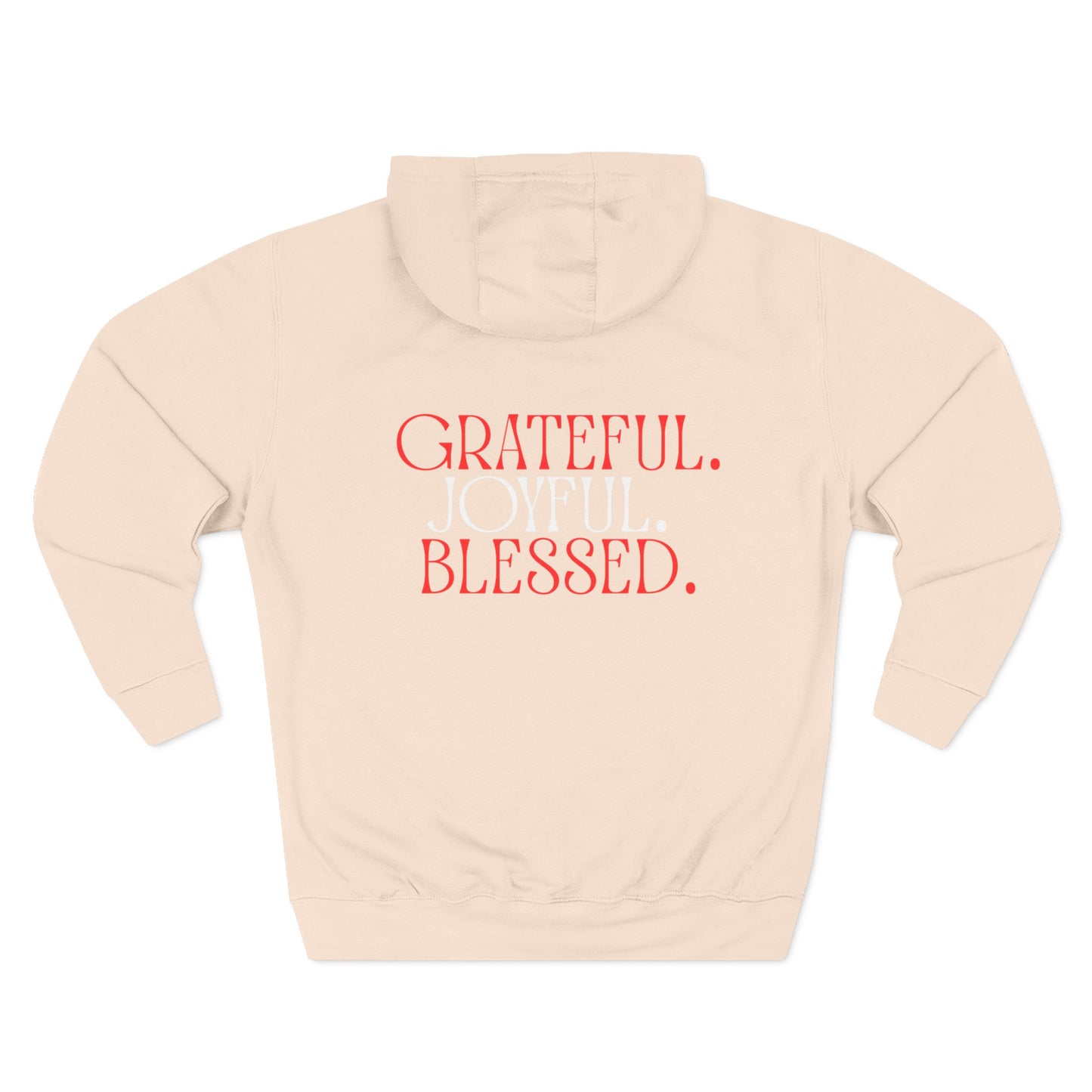 Grateful Joyful Blessed Hoodie — Heart Graphic Fleece Pullover