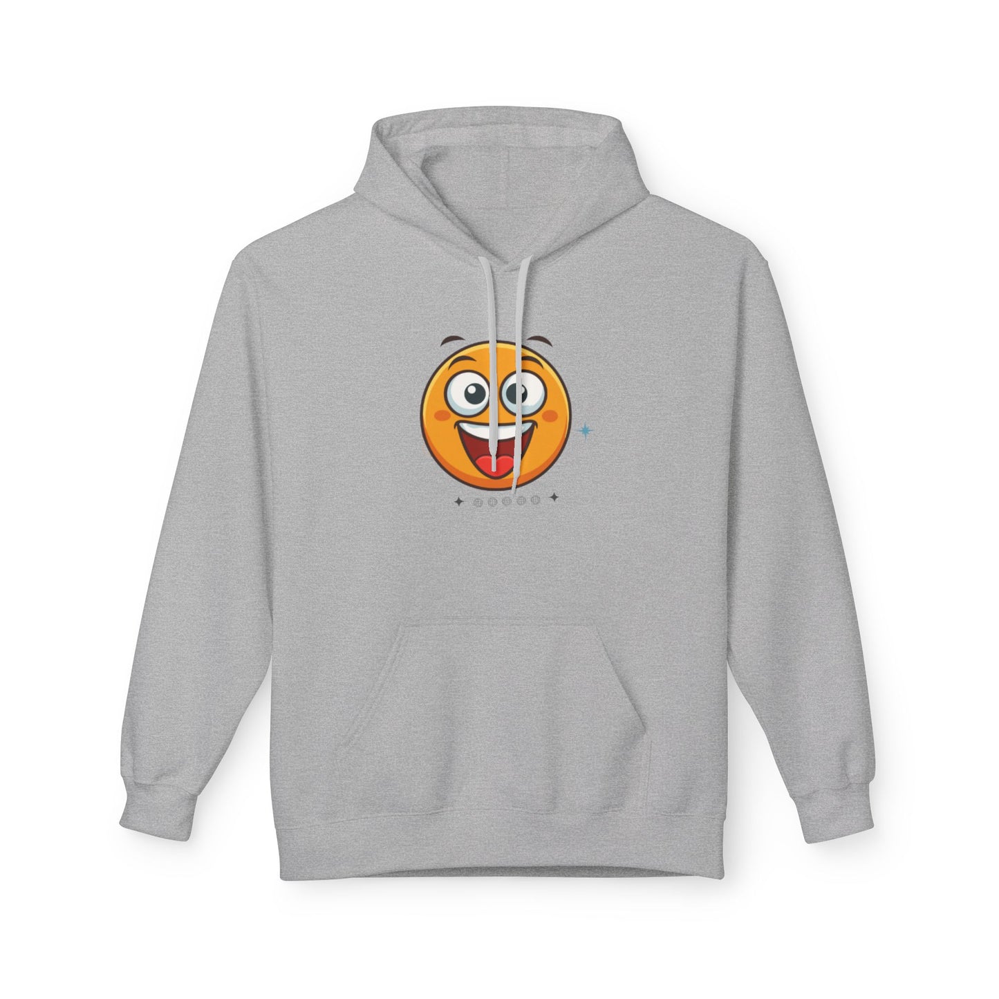Hoodie — Happy Emoji Front with “A Merry Heart” Back Text Casual Pullover