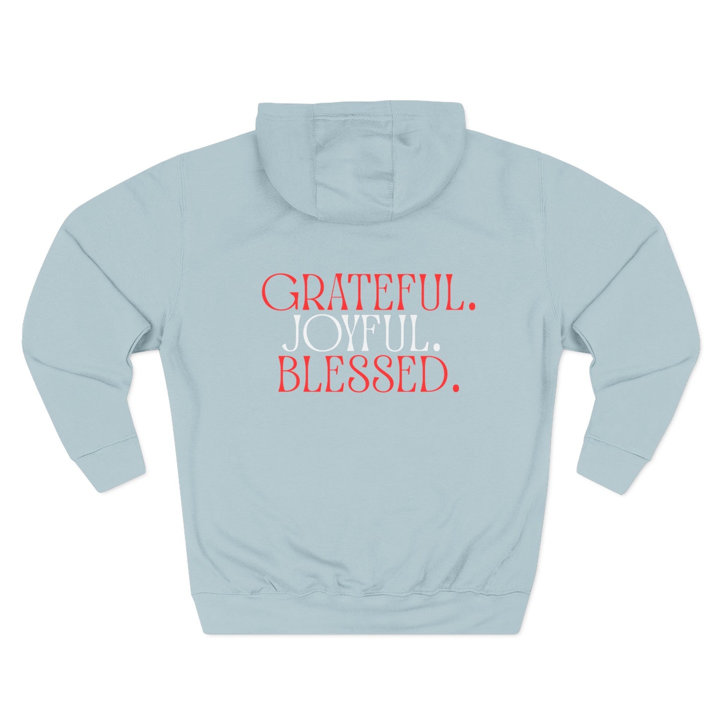 Grateful Joyful Blessed Hoodie — Heart Graphic Fleece Pullover