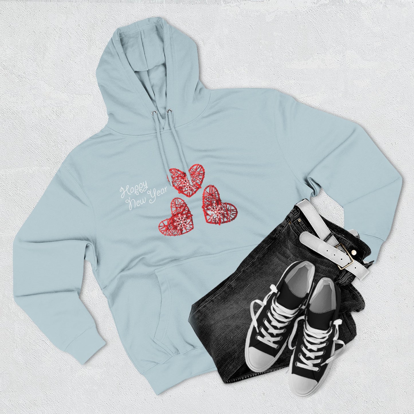 Grateful Joyful Blessed Hoodie — Heart Graphic Fleece Pullover