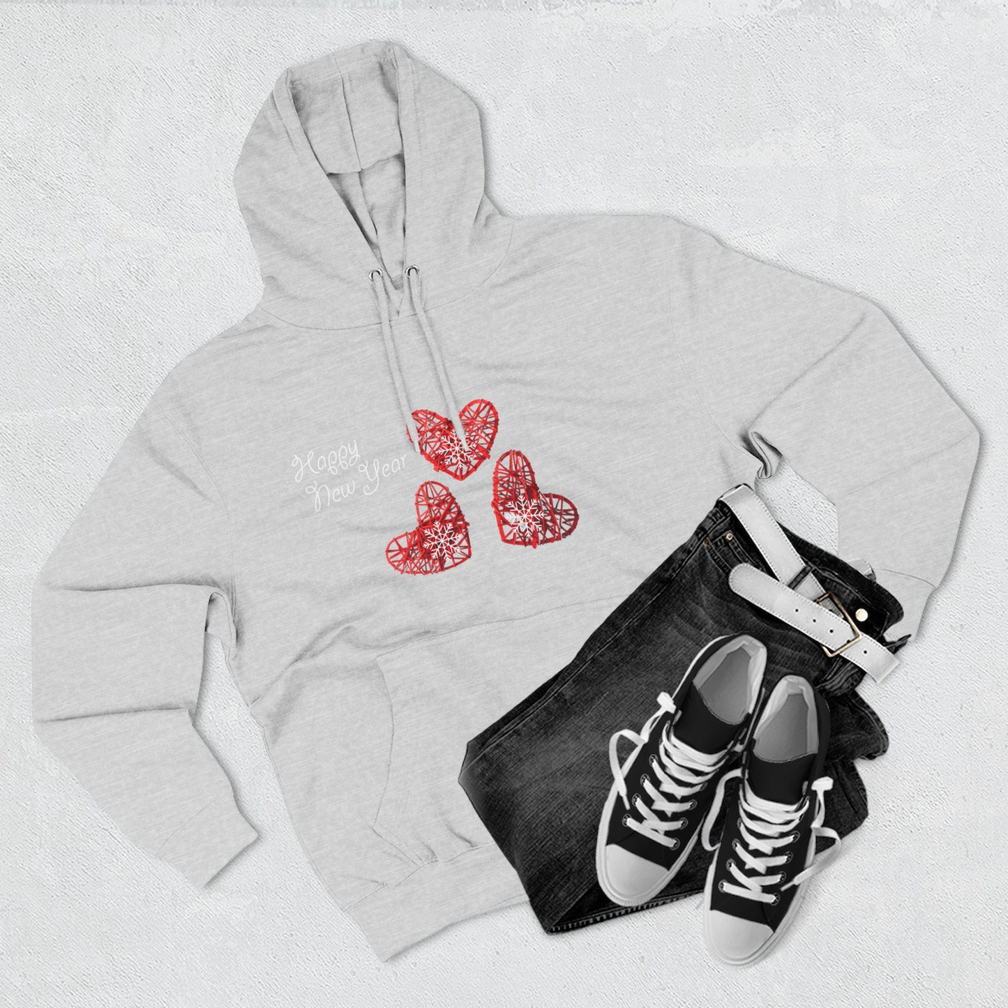 Grateful Joyful Blessed Hoodie — Heart Graphic Fleece Pullover