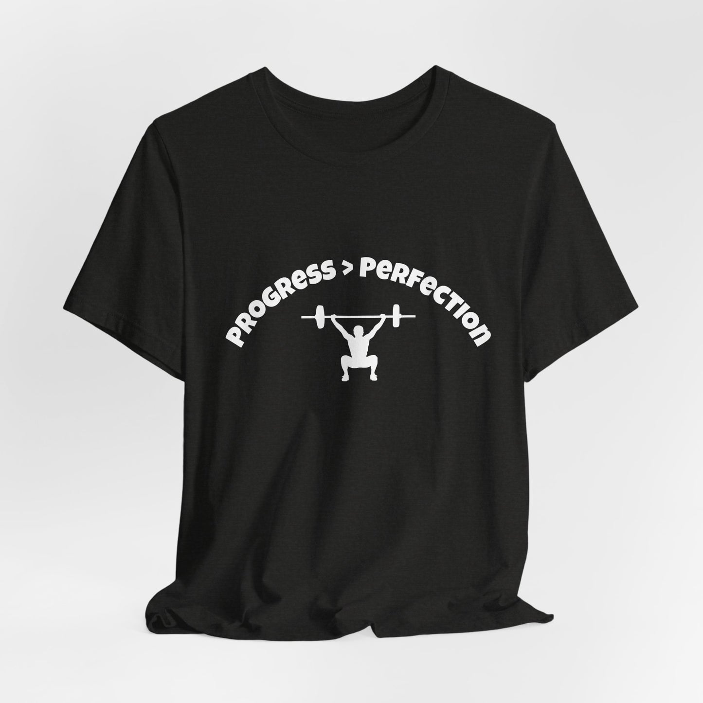 Progress > Perfection Weightlifting T‑Shirt — Motivational Gym Tee