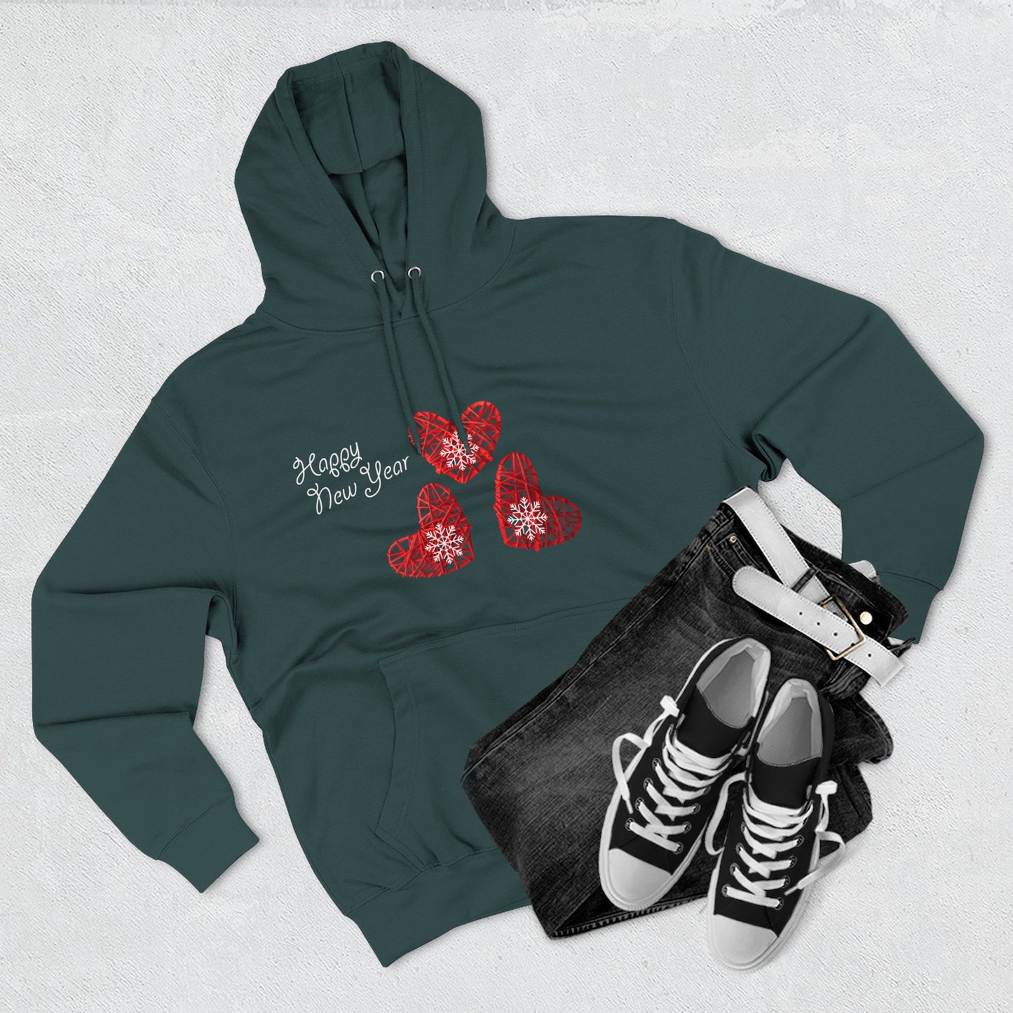 Grateful Joyful Blessed Hoodie — Heart Graphic Fleece Pullover