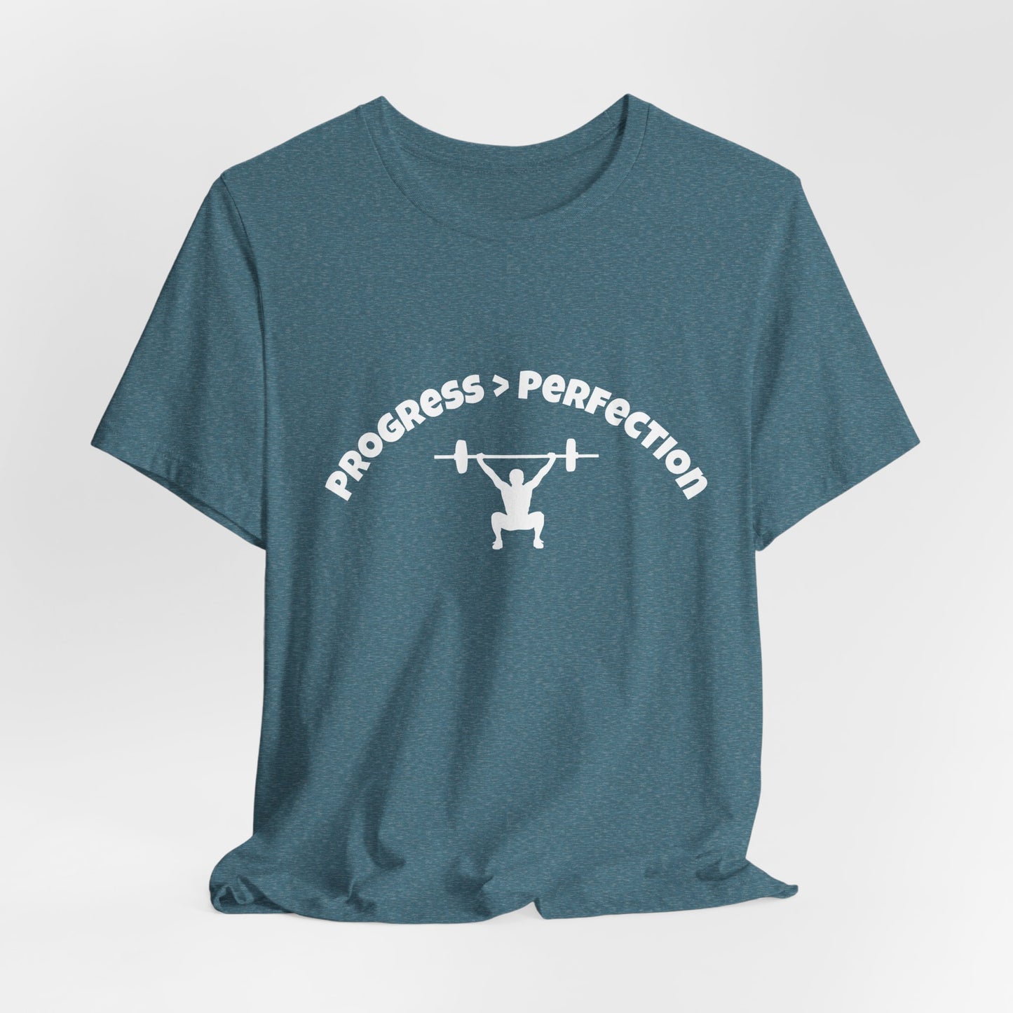 Progress > Perfection Weightlifting T‑Shirt — Motivational Gym Tee