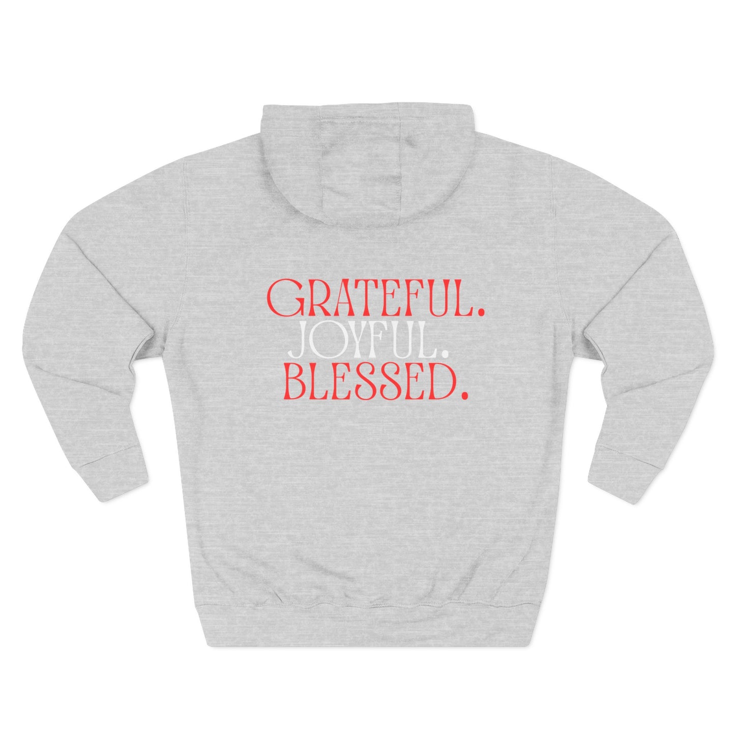 Grateful Joyful Blessed Hoodie — Heart Graphic Fleece Pullover