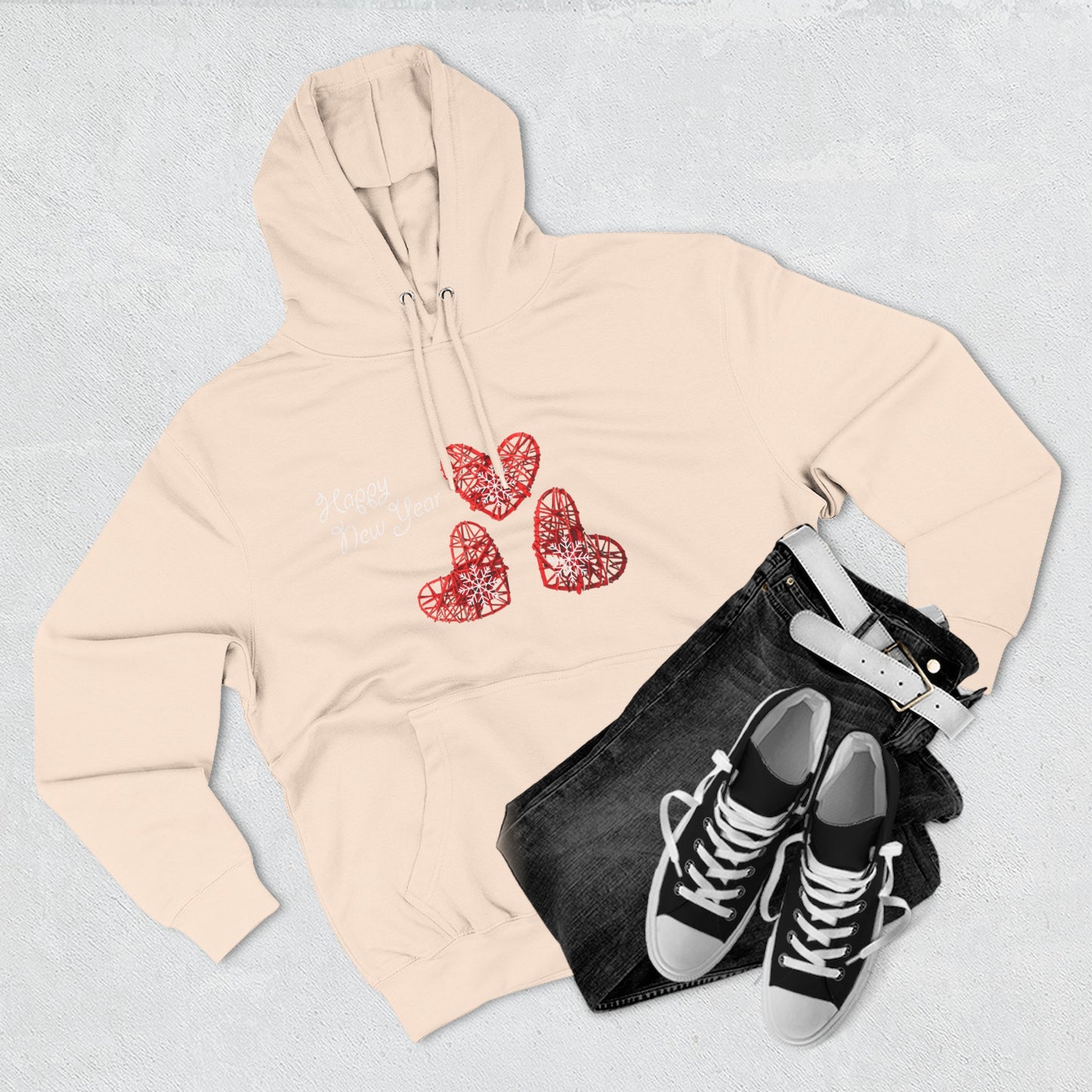 Grateful Joyful Blessed Hoodie — Heart Graphic Fleece Pullover