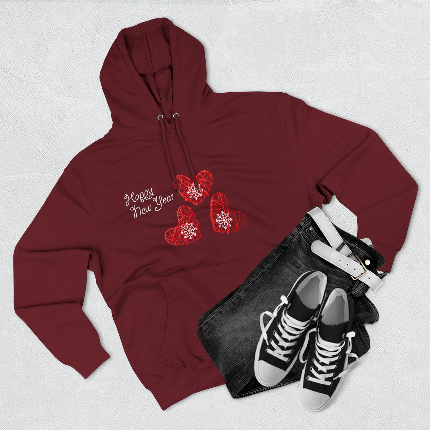 Grateful Joyful Blessed Hoodie — Heart Graphic Fleece Pullover